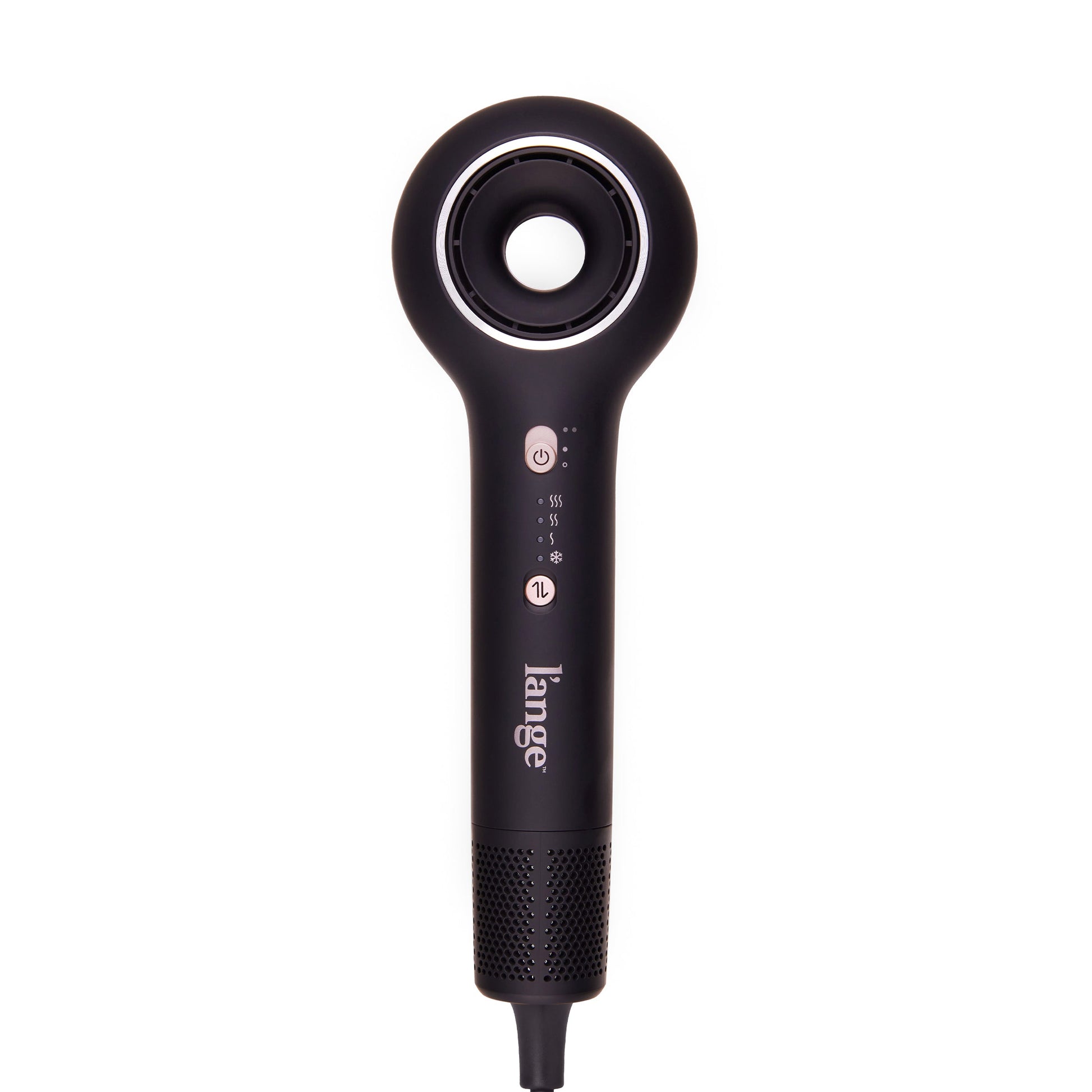Black L'ange HaloRing Hair Dryer in a blank background